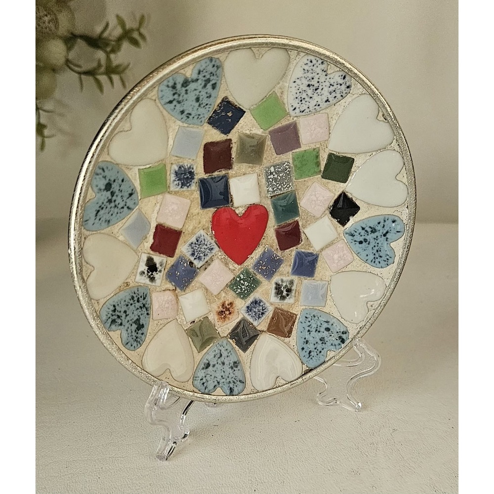 Vintage Mid Century Modern Mosaic Trivet Tray Geometric ❤️